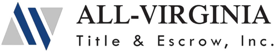 All-Virginia Title & Escrow, Inc. logo in black, blue, and gray with stylized AV icon on a transparent background.