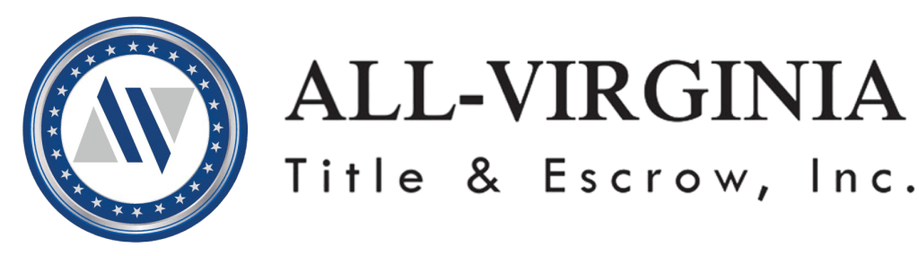 All-Virginia Title & Escrow, Inc. logo featuring a blue circular AV seal and dark company name text on a transparent background.